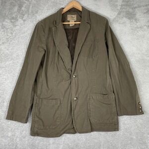 LL Bean Field‎ Jacket Mens 40 Brown Cotton Canvas Blazer Elbow Patch Workwear
